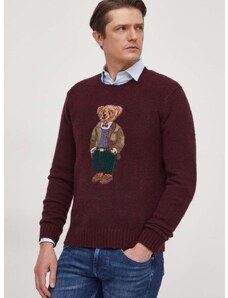 Vlnený sveter Polo Ralph Lauren pánsky, bordová farba, 710918804