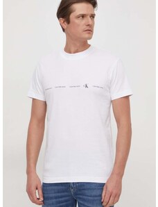 Bavlnené tričko Calvin Klein Jeans pánsky,biela farba,s potlačou,J30J324668