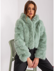 Fashionhunters Pistachio Women's Eco-Friendly Fur Jacket