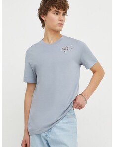 Bavlnené tričko G-Star Raw pánsky, šedá farba, s potlačou
