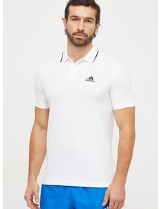 Bavlnené polo tričko adidas biela farba, s nášivkou, IC9315