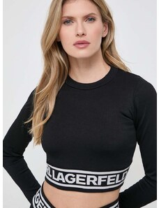 Tričko s dlhým rukávom Karl Lagerfeld dámsky, čierna farba