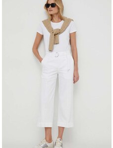 Nohavice Lauren Ralph Lauren dámske, biela farba, široké, vysoký pás, 200876606