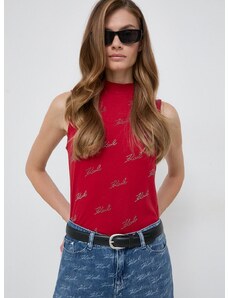 Top Karl Lagerfeld dámsky, červená farba, s polorolákom