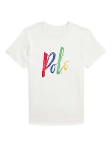 Detské bavlnené tričko Polo Ralph Lauren biela farba, s potlačou