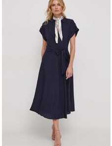 Šaty Lauren Ralph Lauren tmavomodrá farba,midi,áčkový strih,250909427