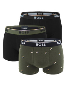 BOSS - boxerky 3PACK cotton stretch power design army green flag & black color combo - limitovaná fashion edícia (HUGO BOSS)