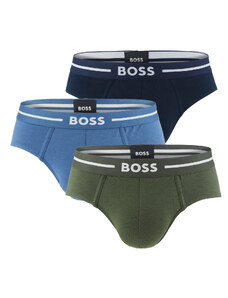 BOSS - slipy 3PACK cotton stretch BOLD blue & army green combo z organickej bavlny - limitovaná fashion edícia (HUGO BOSS)