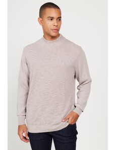 ALTINYILDIZ CLASSICS Men's Beige Standard Fit Normal Cut Half Turtleneck Cotton Knitwear Sweater.
