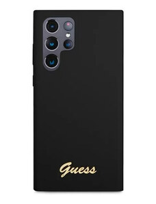Samsung Galaxy S22 Ultra Guess Silicone Metal Logo Case čierna GUHCS22LLSLMGBK