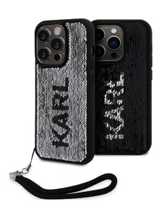 iPhone 15 Pro Karl Lagerfeld Sequins Reversible Case silber KLHCP15LPSQRKS