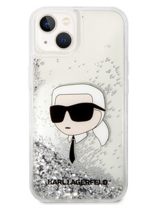 iPhone 15 Karl Lagerfeld Liquid Glitter Karl Head Case silber KLHCP15SLNKHCH