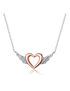 Ligot Strieborný náhrdelník srdce s krídlami