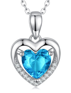 Ligot Strieborný náhrdelník modré srdce