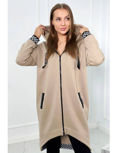 K-Fashion Mikina s kapucňou na zips svetlo béžová