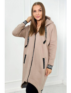 K-Fashion Mikina s kapucňou na zips tmavo béžová