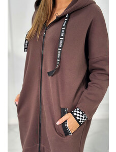 K-Fashion Mikina s kapucňou na zips hnedý
