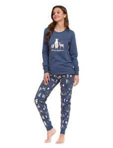 DN Nightwear Dámske pyžamo Best Friends s lesnými zvieratkami modré