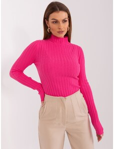 Fashionhunters Dark pink turtleneck with a wide stripe