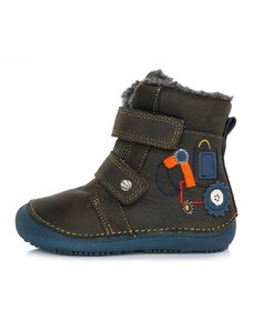 Detské chlapčenské zimné BAREFOOT topánky D.D.step khaki W063-321