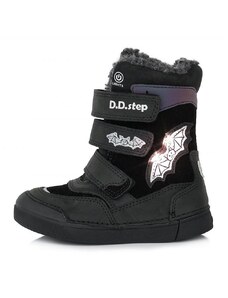 Detské chlapčenské zimné topánky blikajúce LED D.D.step black W068-346