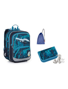 TOPGAL - školské tašky, batohy a sety TOPGAL - MediumSet-BAZI22014 - výšinami poznania - školská dobrodružná cesta so stíhačkou a kompasom