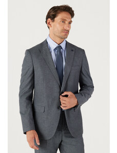 ALTINYILDIZ CLASSICS Pánsky antracitový úzky strih úzky strih s golierom Dobby Classic Suit