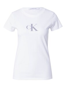 Calvin Klein Jeans Tričko strieborná / biela