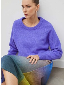 Vlnený sveter Samsoe Samsoe NOR dámsky, fialová farba, tenký, F00022152