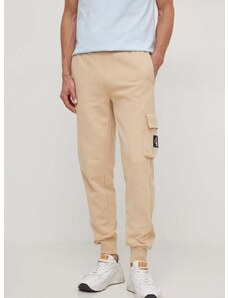 Bavlnené tepláky Calvin Klein Jeans béžová farba, jednofarebné, J30J324683