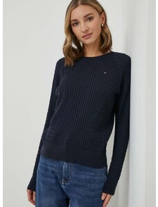 Bavlnený sveter Tommy Hilfiger tmavomodrá farba,tenký,WW0WW41142