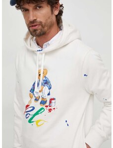 Mikina Polo Ralph Lauren pánska, béžová farba, s kapucňou, s potlačou, 710926546