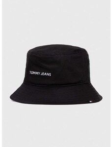 Bavlnený klobúk Tommy Jeans čierna farba, bavlnený, AW0AW15844