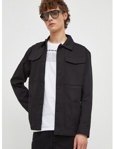 Bavlnená košeľová bunda G-Star Raw čierna farba, prechodná
