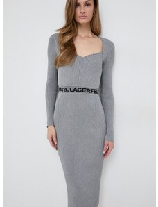 Šaty Karl Lagerfeld šedá farba, mini, priliehavá