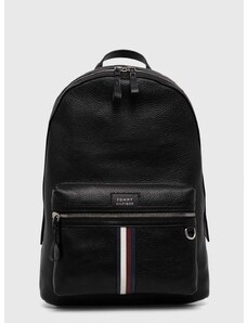 Kožený ruksak Tommy Hilfiger pánsky,čierna farba,veľký,jednofarebný,AM0AM12293