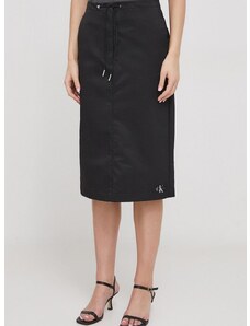 Sukňa Calvin Klein Jeans čierna farba, midi, rovný strih, J20J222619