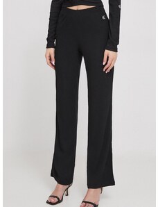 Nohavice Calvin Klein Jeans dámske,čierna farba,široké,vysoký pás,J20J222685