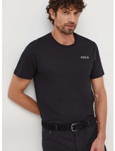 Bavlnené tričko Polo Ralph Lauren pánsky, čierna farba, s potlačou, 714931650