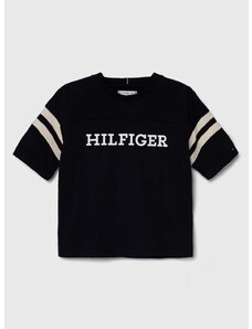 Detské bavlnené tričko Tommy Hilfiger tmavomodrá farba