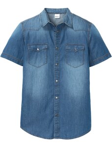 bonprix Džínsová košeľa, krátky rukáv, Slim Fit, farba modrá, rozm. 39/40 (M)