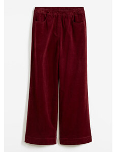 bonprix Široké strečové kordové nohavice Marlene s vysokým elastickým pásom, farba červená