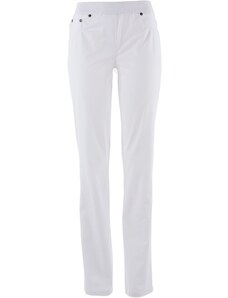 bonprix Bavlnené nohavice s elastickým pásom, Straight, farba biela