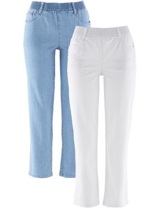 bonprix Rovné džínsy, stredná výška pásu, pohodlný pás (2 ks v balení), farba biela