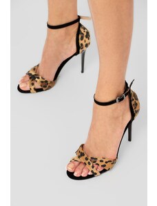 Fox Shoes Leopard čierne dámske topánky na podpätku