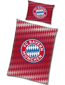 Carbotex Bavlnené posteľné obliečky FC Bayern Mnichov - motív Diamonds - 100% bavlna - 70 x 80 cm + 140 x 200 cm