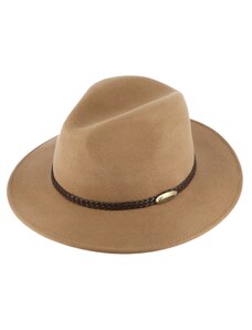Fiebig - Headwear since 1903 Béžový klobúk fedora plstený - béžový s koženým pleteným pásikom - Fiebig