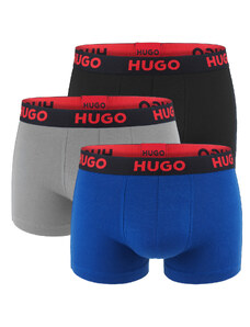 HUGO - boxerky 3PACK lyocell stretch blue & gray combo - limitovaná fashion edícia (HUGO BOSS)