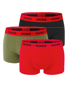 HUGO - boxerky 3PACK cotton stretch black & army green color combo - limitovaná fashion edícia (HUGO BOSS)