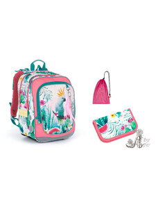 TOPGAL - školské tašky, batohy a sety TOPGAL - MediumSet-ENDY21002 - krídla radosti - štýlový školský set s motívom papagája kakadu